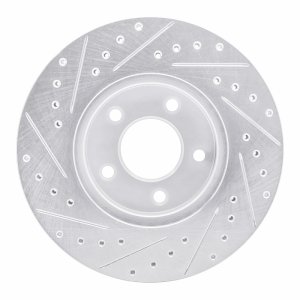 Buick Rendezvous Brake Rotor (1) - Front Right - R1 Concepts - Drilled & Slotted - Silver - `01-`07